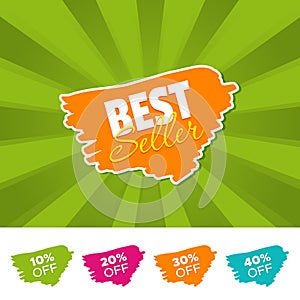 Best seller color banner and 10%, 20%, 30% & 40% Off Marks