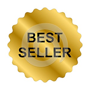 Best seller gold label icon vector for graphic design, logo, website, social media, mobile app, UI illustration