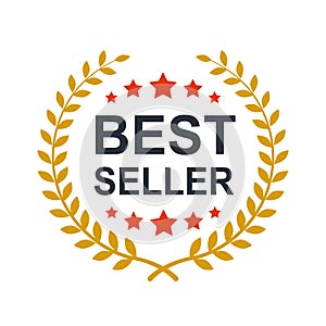 Best seller icon design with laurel, best seller badge logo isolated - vector