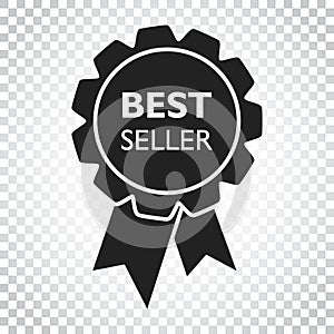 Best seller ribbon icon. Medal vector illustration in flat style