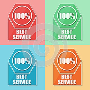 Best service 100 percentages, four colors web icons