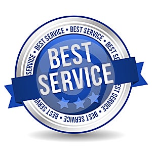 Best Service Button - Online Badge Marketing Banner with Ribbon.