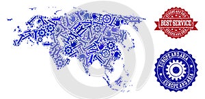 Best Service Collage of Map of Europe and Asia and Rubber Watermarks