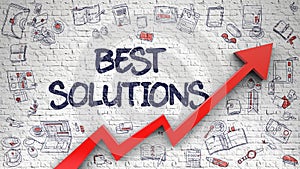 Best Solutions Drawn on White Wall. 3d.