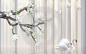 Best Swan wallpaper Custom 3D Wall Mural Wallpaper - Image