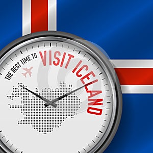 The Best Time to Visit Iceland. Flight, Tour to Iceland. Vector Illustration