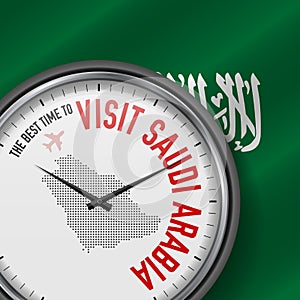 The Best Time to Visit Saudi Arabia. Flight, Tour to Saudi Arabia. Vector Illustration