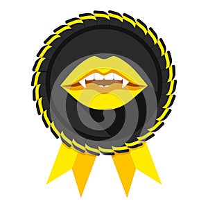 Best vampire award badge yellow woman lips
