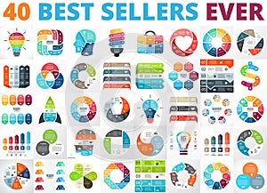 Best vector circle infographics set. Business diagrams, arrows graphs, startup logo presentations and idea charts. Data