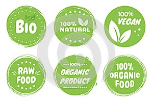 Best vector Set bio, vegan, ecology, organic logos and badges, label, tag. Vector illustration design