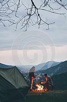 Best way to keep you warm. Beautiful young couple warming up by