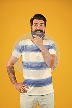 Best way to relax. smiling sailor. Join my wave. summertime collection. marine style. bearded man hipster yellow