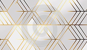 Best white simple abstract geometric vector seamless pattern with gold lines