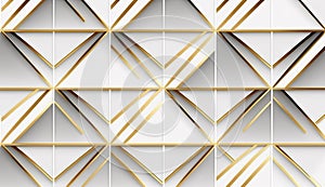 Best white simple abstract geometric vector seamless pattern with gold lines