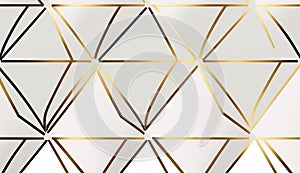 Best white simple abstract geometric vector seamless pattern with gold lines