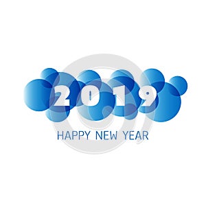 Simple Blue and White New Year Card, Cover or Background Design Template - 2019