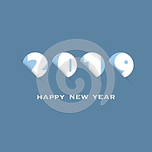 Simple Dark Grey, Blue and White New Year Card, Cover or Background Design Template - 2019