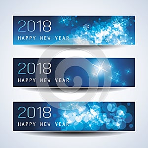 Set of Horizontal Christmas, New Year Banners - 2018