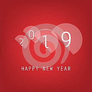 Best Wishes - Simple Red and White New Year Card, Cover or Background Design Template with Numerals - 2019