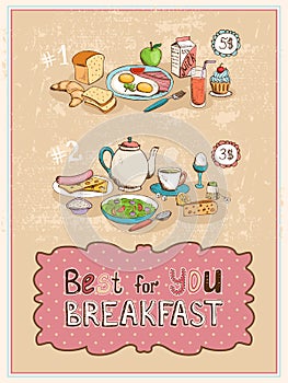 Best For You Breakfast vintage poster design