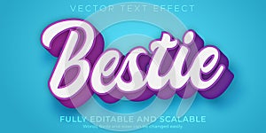 Bestie text effect, 3d purple editable text style