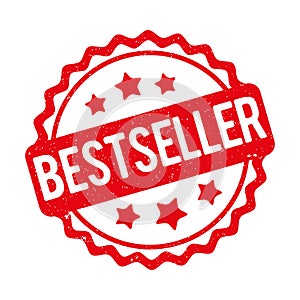 Bestseller rubber stamp award vector red on a white background.