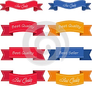 Bestseller. Set of Red Superior Quality and Satisfaction Guarantee Ribbons, Labels, Tags. Retro vintage style