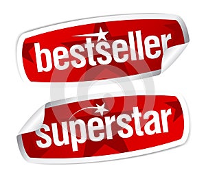 Bestseller and superstar stickers. photo