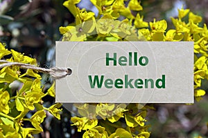 hello weekend word on paper