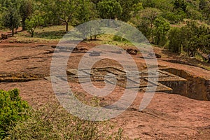 Bet Giyorgis (Saint George) rock-hewn church in Lalibela, Ethiop