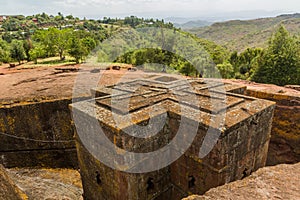 Bet Giyorgis (Saint George) rock-hewn church in Lalibela, Ethiop