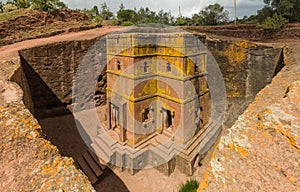 Bet Giyorgis (Saint George) rock-hewn church in Lalibela, Ethiop