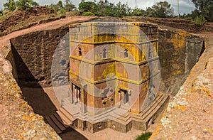 Bet Giyorgis (Saint George) rock-hewn church in Lalibela, Ethiop