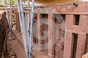 Bet Medhane Alem, rock-cut church in Lalibela, Ethiop