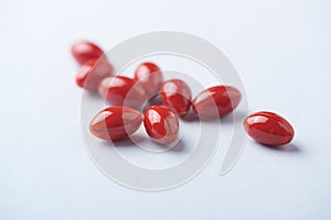 Beta-Carotene tablets. Antioxidants. Concept for a healthy dietary supplementation.
