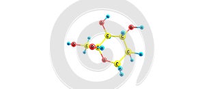 Beta-D-Fructopyranose molecular structure isolated on white