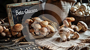 Beta-glucan in foods on the table. Selective focus.