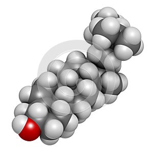 Beta-sitosterol phytosterol molecule. 3D rendering.  Investigated in treatment of benign prostate hyperplasia (BPH) and high