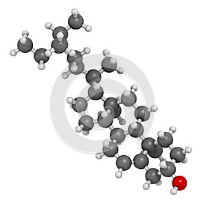 Beta-sitosterol phytosterol molecule. 3D rendering.  Investigated in treatment of benign prostate hyperplasia (BPH) and high