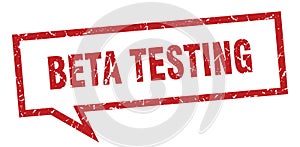 beta testing speech bubble.