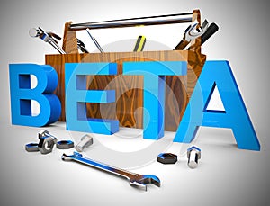 Beta version concept icon used for demos or test software - 3d illustration photo