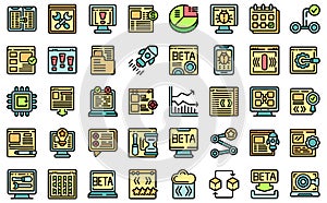 Beta version icons set vector flat