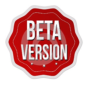 Beta version label or sticker