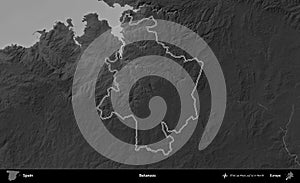 Betanzos outlined, Spain. Grayscale