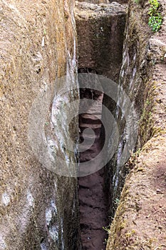 Bete Amanuel, monolitic church in Lalibela, Ethiopia