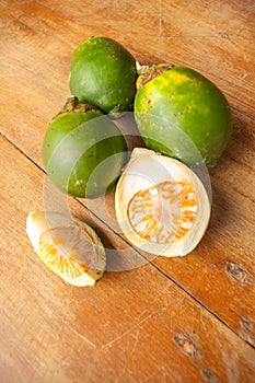 Betel palm on wood