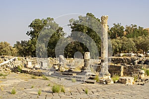 Beth Shean National Park with Mount Gilboa, the death site of King Sau