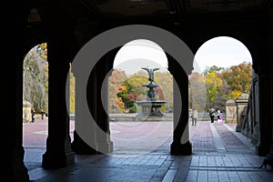 The Bethesda fountain in an autumn morning