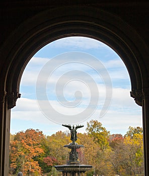 The Bethesda fountain in an autumn morning