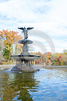 The Bethesda fountain in an autumn morning